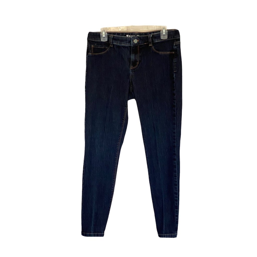 White House Black Market Women's Blue Dark Wash Low Rise Bootcut Jeans Sz M 32w